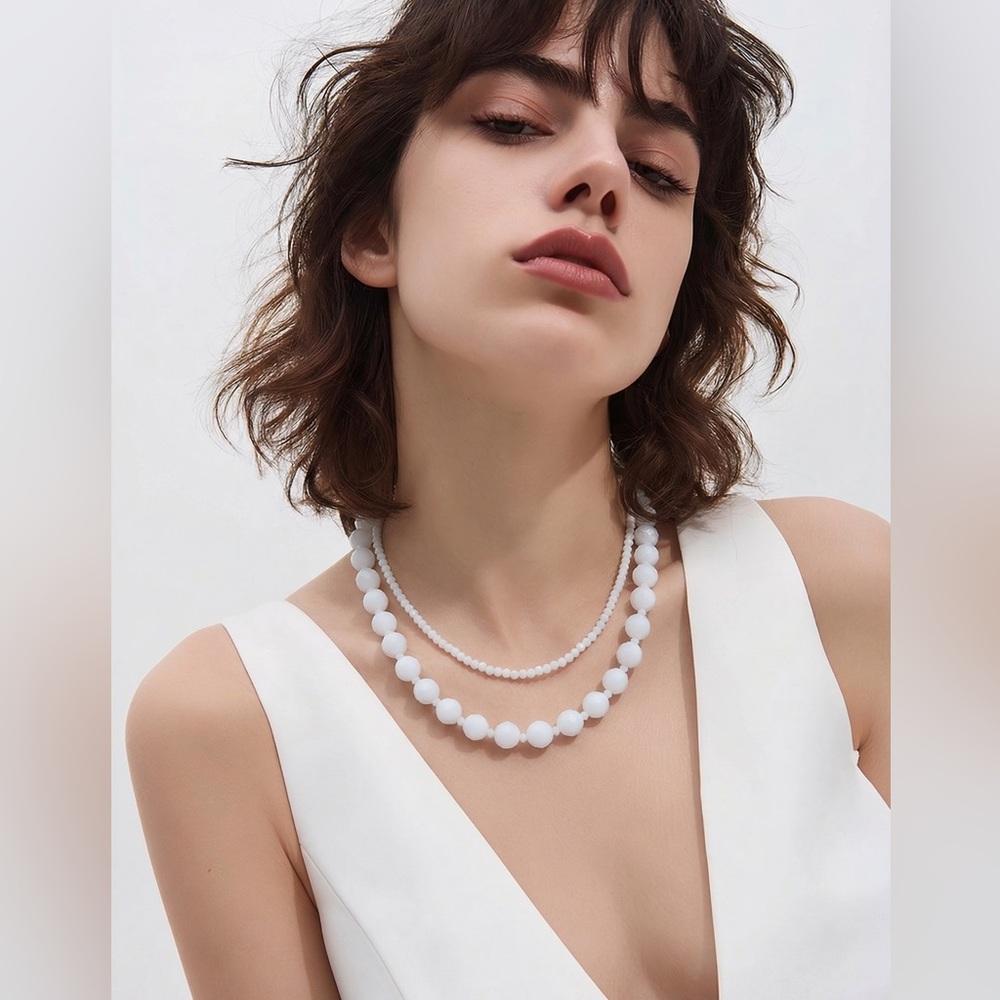 Elegant White Beaded Necklace